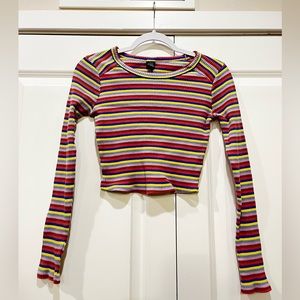 Wild Fable Striped long sleeve crop top.